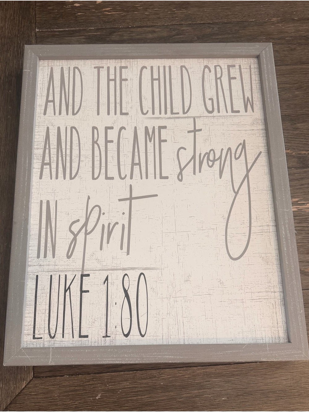 Hobby Lobby Gray and White Faith Wall Sign - Luke 1:80